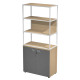 Libreria alta metal + armadio basso Essence - 90 x 46 x 204 cm - Rovere/antracite/rovere/bianca