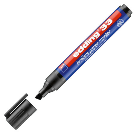 Marcatore permanente 33 - punta scalpello - da 1 a 5 mm - nero - Edding