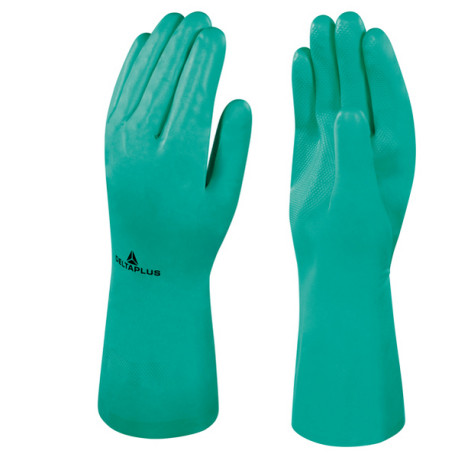 Guanti da lavoro industriale Nitrex VE801 - nitrile floccato cotone - taglia 08 - verde - Deltaplus