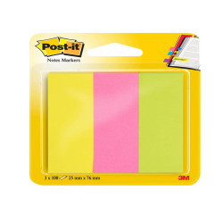 Segnapagina Post-it in carta - 671-3 - 25 x 76 mm - 3 colori Neon - Post-it - conf. 300 pezzi
