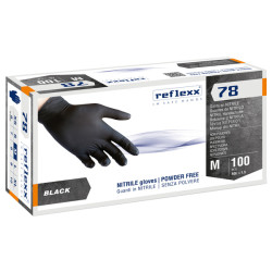 Guanti in nitrile R78 - senza polvere - taglia M - nero - Reflexx - conf. 100 pezzi