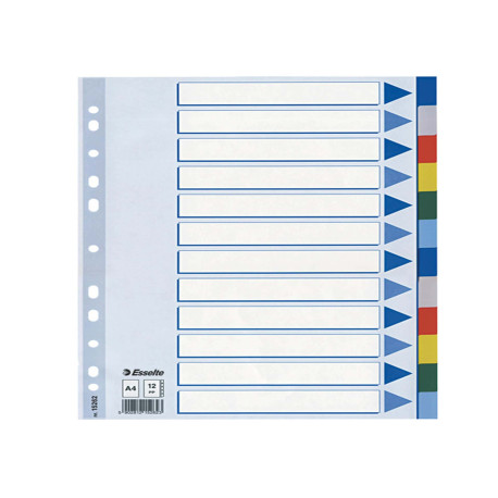 Separatore - 12 tasti colorati - PP - A4 - multicolore - Esselte