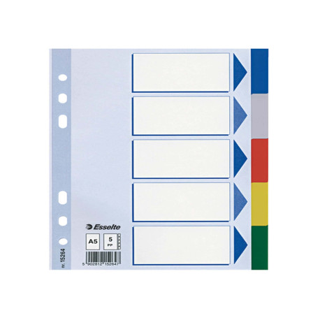Separatore - 5 tasti colorati - PP - A5 - multicolore - Esselte