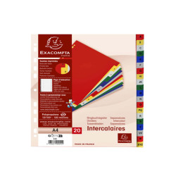 Separatore alfabetico A/Z - colori assortiti 160 gr - tasti colorati - A4 - Exacompta