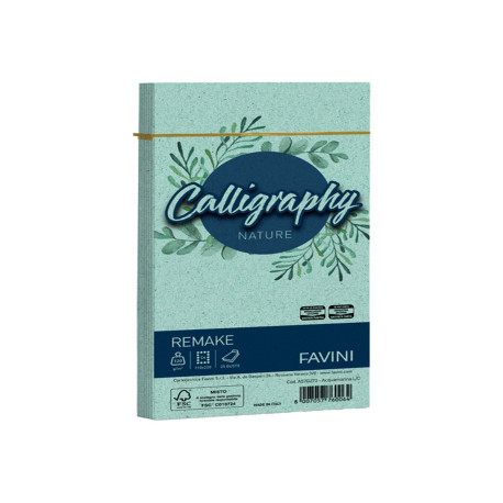 Busta Calligraphy Remake - 110 x 220 mm - 120 gr - acquamarina - Favini - conf. 25 pezzi
