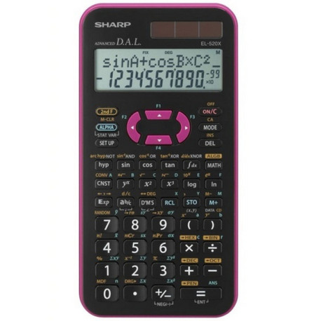 Sharp EL-520X, Tasca, Calcolatrice scientifica, 10 cifre, 2 linee, Batteria/Solare, Nero, Rosa