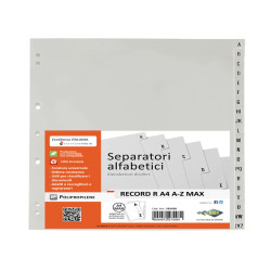 Separatore alfabetico A/Z Record R - PP - 24,5 x 30 cm - A4 maxi - grigio - Sei Rota