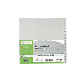 Separatore numerico 1/31 Record R - PP - 21 x 29,7 cm - A4 - grigio - Sei Rota