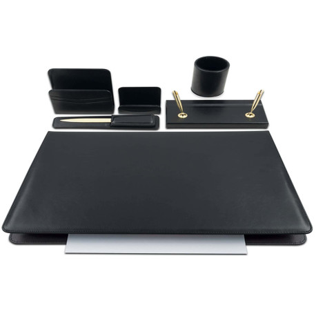 Servizio scrittoio Classic - similpelle - 6 componenti - nero - City Time