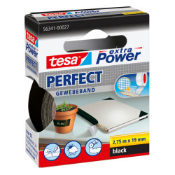 Nastro adesivo telato XP Perfect - 19 mm x 2,7 m - tela plastificata - nero - Tesa