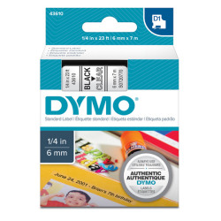 Nastro D1 standard 436100 - 6 mm x 7 mt - PL - nero/trasparente - Dymo