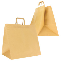 Shoppers Flat Maxi Plus - maniglie piattina - 40 x 35 x 35 cm - carta kraft - avana - Mainetti Bags - conf. 100 pezzi i