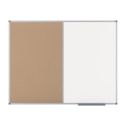 Nobo Elipse Classic - Pannello combinato: lavagna bianca, bacheca - montabile a parete - 900 x 600 mm - sughero, acciaio - bian