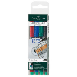 Pennarello Multimark universale con gomma - astuccio 4 colori - punta superfine 0,4 mm - Faber-Castell