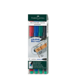 Pennarello Multimark universale permanente con gomma  - punta media 1,0mm - astuccio 4 colori - Faber-Castell