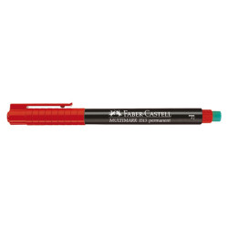 Pennarello Multimark universale permanente con gomma - rosso - punta fine 0,6mm - Faber-Castell