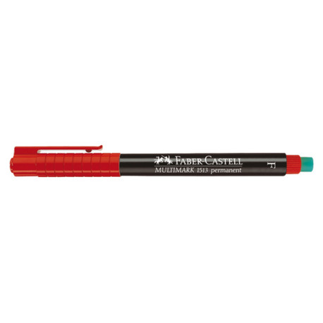 Pennarello Multimark universale permanente con gomma - rosso - punta fine 0,6mm - Faber-Castell