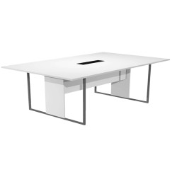 Tavolo riunione Essence - 180 x 110 cm - Bianco - Gamba antracite - Top nero