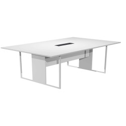 Tavolo riunione Essence - 180 x 110 cm - Bianco - Gamba bianca - Top nero