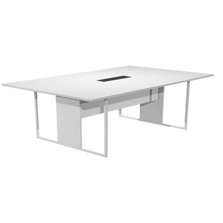 Tavolo riunione Essence - 180 x 110 cm - Bianco - Gamba bianca - Top nero