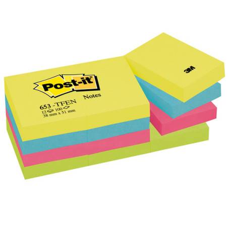 Blocco foglietti Colori Energy - 653-TFEN - 38 x 51 mm - 72 gr - colori assortiti - 100 fogli - Post-it