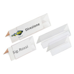 Portanome da tavolo Prisma - 30 x 5 cm - PVC trasparente - Sei Rota - conf. 5 pezzi