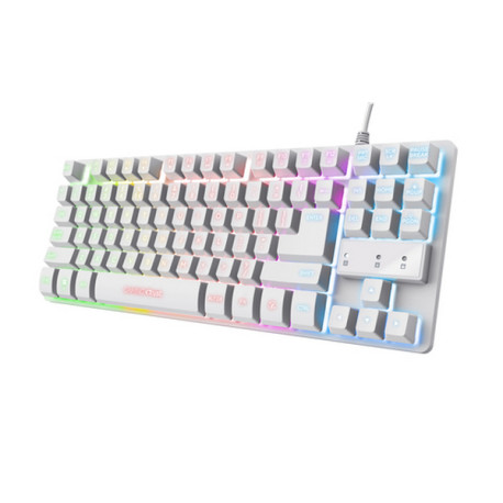 Trust GXT 833W Thado, Tenkeyless (80 - 87%), Cablato, USB, Interruttore a chiave a membrana, Bianco