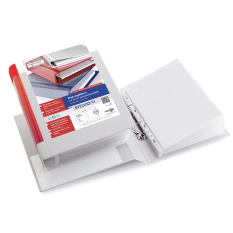 Raccoglitore personalizzabile Stelvio TI - 22 x 30 cm - 2 anelli a D 50 mm - dorso 7,5 cm - bianco - Sei Rota