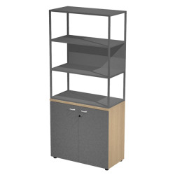 Libreria alta metal + armadio basso Essence - 90 x 46 x 204 cm - Rovere/antracite/antracite/antracite
