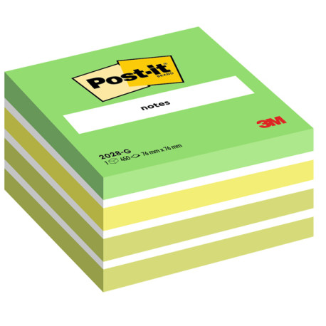 Blocco foglietti Cubo - 2028-G - 76 x 76 mm - 72 gr - colori assortiti - 450 fogli - Post-it