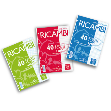 Ricambi forati Quaxima - A4 - 10 mm - 80 gr - Pigna - conf. 40 pezzi
