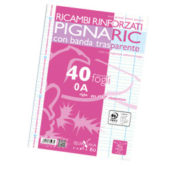 Ricambi forati rinforzati Pignaric - A4 - rigo di 1a - 80gr - Pigna - conf. 40 pezzi