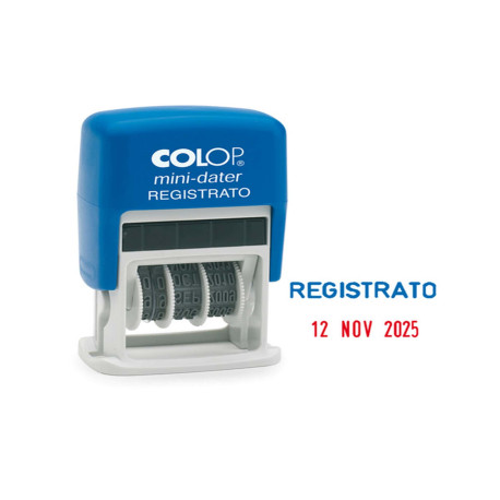 Timbro Mini Dater S160/L3 Datario + REGISTRATO - 4 mm - autoinchiostrante - Colop