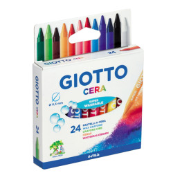 Pastelli a cera - lunghezza 90 mm - diametro 8,5 mm - colori assortiti - Giotto - conf. 24 pezzi