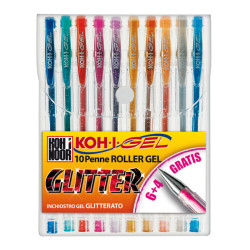 Roller gel colorati - colori glitter - Koh.I.Noor - astuccio 10 roller