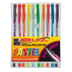Roller gel colorati - colori pastel - Koh.I.Noor - astuccio 10 roller