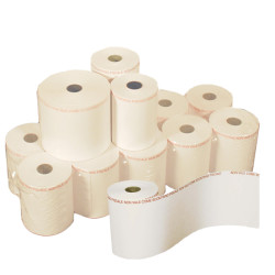 Rotolo per POS e carta di credito - 57 mm x 20 m - 53 gr - diametro esterno 64 mm - anima 12 mm - carta chimica a 2 copie - Sab