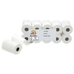 Rotolo per POS e carta di credito - 57 mm x 30 m - 55 gr - diametro esterno 50 mm - anima 12 mm - carta termica BPA free - Saba