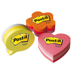 Blocco foglietti cuore - 2007-H - 70 x 70 mm - rosa neon/rosa ultra/rosa pastello - 225 fogli - Post-it