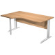 Scrivania Compact Sinistro Easy - 160 x 60/80/100 cm - Faggio/grigio alluminio