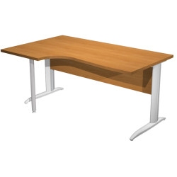 Scrivania Compact Sinistro Easy - 160 x 60/80/100 cm - Noce chiaro/grigio alluminio