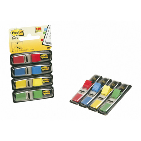 Segnapagina Post-it Index Mini - 683-4 - 12 x 43,2 mm - 4 colori classici - Post-it - conf. 140 pezzi