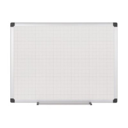 Bi-Office - Lavagna bianca - montabile a parete - 600 x 450 mm - acciaio laccato - non magnetico - grid - bianco