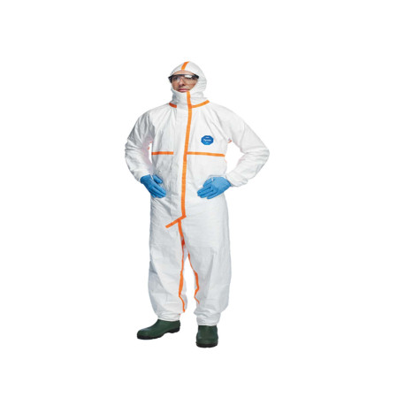 Tuta Tyvek 800J - con nastrature arancioni - taglia XXL - bianco - Dupont
