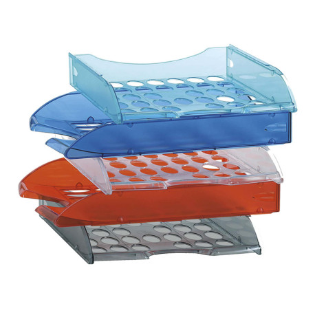 Vaschetta portacorrispondenza forata E040 - 26 x 34,5 x 6,5 cm - rosso trasparente - Fellowes