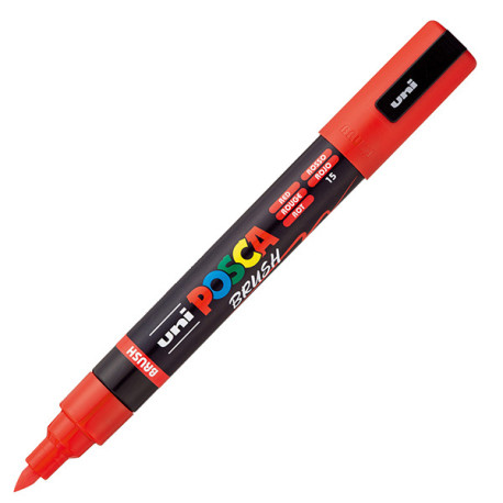 Marcatore a base d'acqua Uni Posca PC5MBR - punta brush 1.0 - 4.0mm - rosso - Uni Mitsubishi
