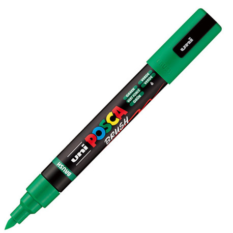 Marcatore a base d'acqua Uni Posca PC5MBR - punta brush 1.0 - 4.0mm - verde - Uni Mitsubishi