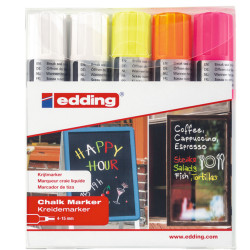 Marcatore a gesso liquido 4090 - punta scalpello - da 4 a 15mm - Edding - astuccio 5 pezzi