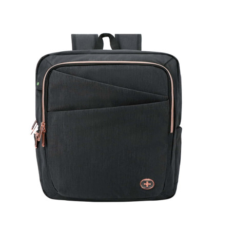 Zaino per pc Katy Rose - notebook 15,6 - nero - cerniera rose gold - SWISS Digital DESIGN