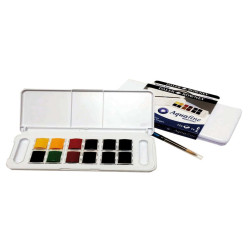 Acquerelli Acquafine Godet - colori assortiti - Daler Rowney - scatola in plastica 12 acquerelli + 1 pennello